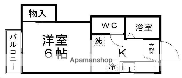 ピースフル川内第2(1K/1階)の間取り写真