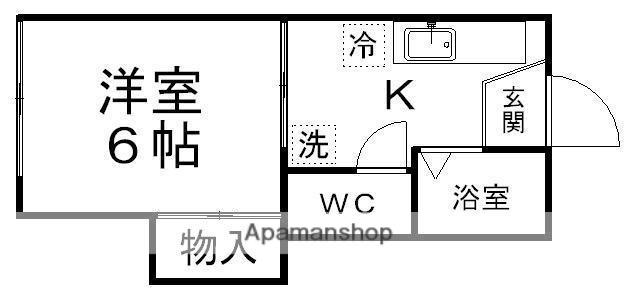ピースフル川内第2(1K/2階)の間取り写真