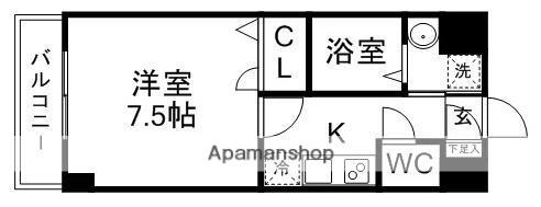 ブランシェ泉中央(1K/2階)の間取り写真