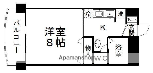 ヱビスヤパークサイド(1K/6階)の間取り写真