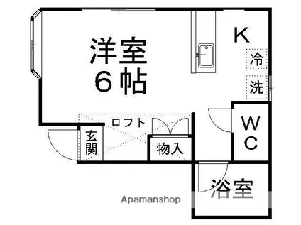 カーサ子平(1K/2階)の間取り写真