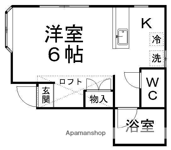 カーサ子平(1K/1階)の間取り写真