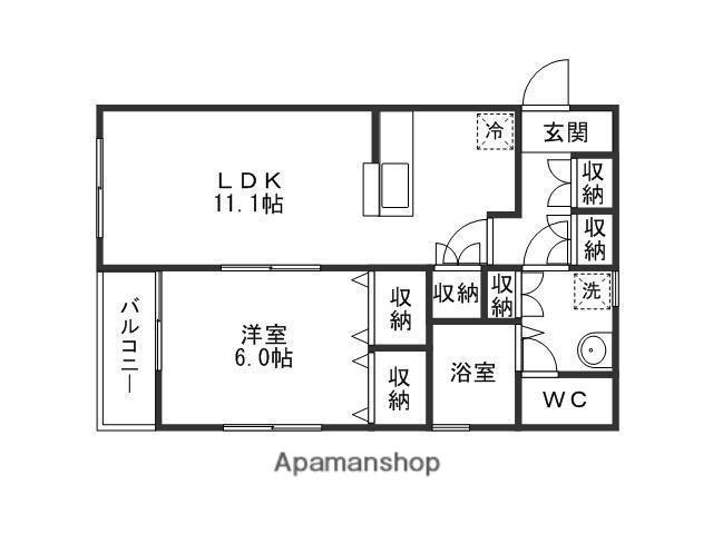 オリゾンG弐番館(1LDK/2階)の間取り写真