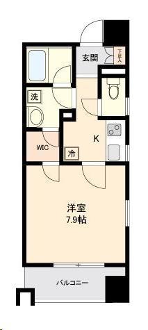 ヴィアーレ北目町(1K/4階)の間取り写真