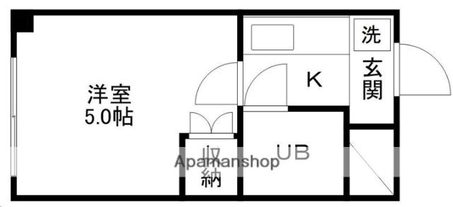 石橋柏木ハイツ(1K/3階)の間取り写真