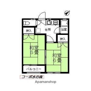 コーポ水の森(2K/2階)の間取り写真