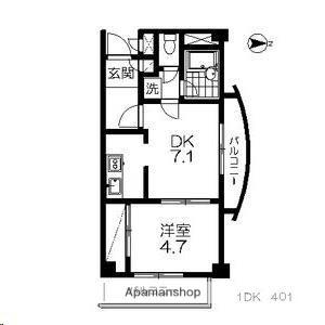 ロイヤルヒルズ柳生Ⅱ(1DK/4階)の間取り写真