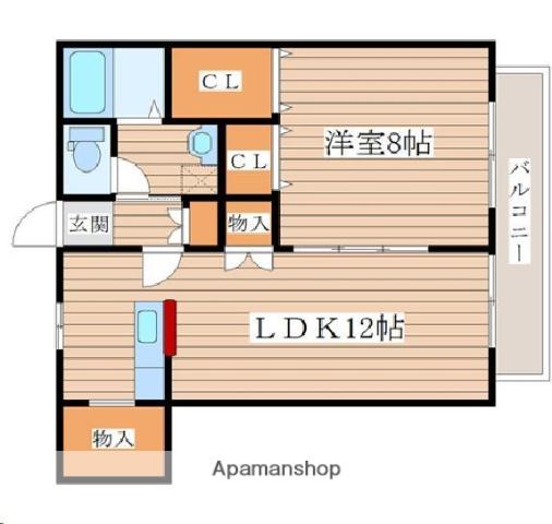 アヴァンセ栗生(1LDK/1階)の間取り写真