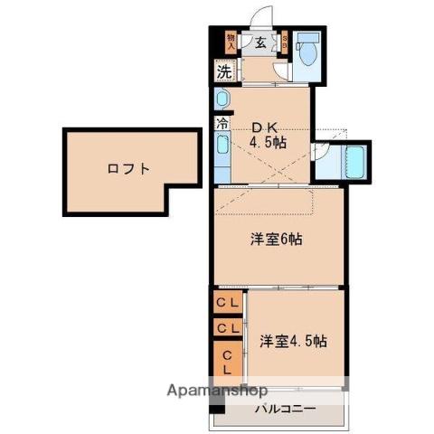 クレスト連坊(2DK/7階)の間取り写真