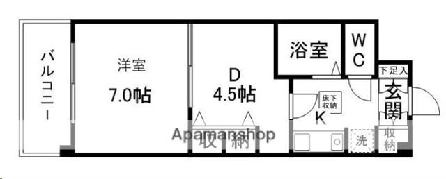 上杉五番館(1DK/4階)の間取り写真
