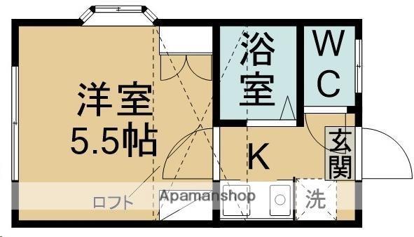 ブルーシャトー川内(1K/2階)の間取り写真