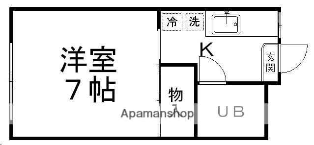 ピースフル国見駅前(1K/2階)の間取り写真