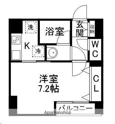 ラピス雨宮(1K/6階)の間取り写真
