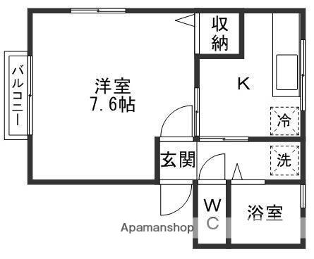 プラザ学園前(1K/1階)の間取り写真