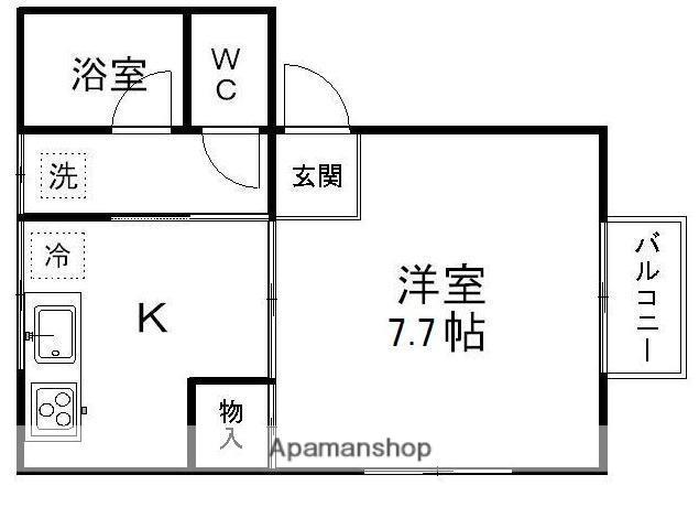 プラザ学園前(1K/1階)の間取り写真