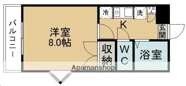 青葉山ハイツ(1K/2階)の間取り写真