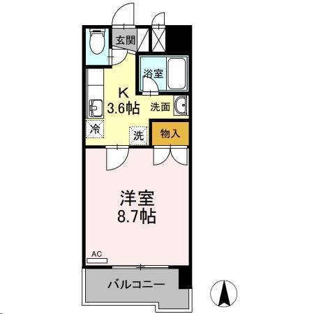 アムールシャトー(1K/4階)の間取り写真