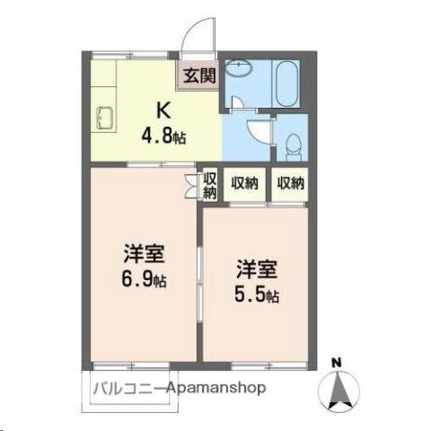 ドミール大樹(2K/2階)の間取り写真