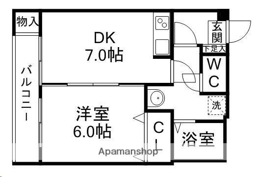 第六ショーケービル(1LDK/3階)の間取り写真
