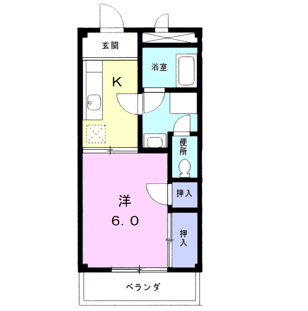 渡辺コーポ(1K/2階)の間取り写真
