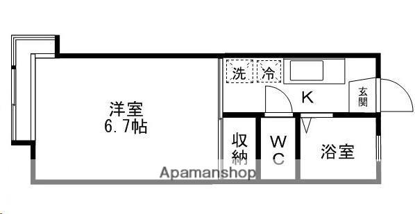 ブルーハイツ八幡(1K/1階)の間取り写真