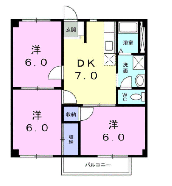 パークドライブイズミ(3DK/2階)の間取り写真
