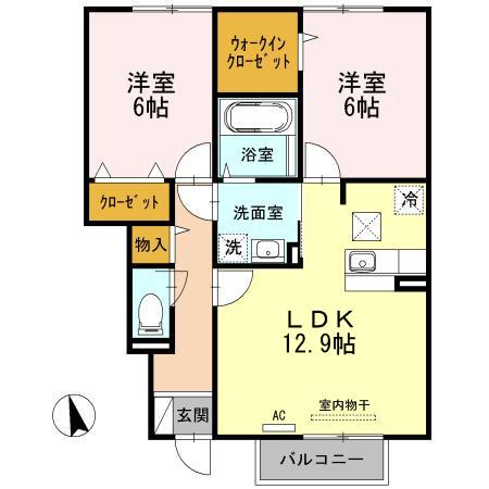 シルビア(2LDK/1階)の間取り写真