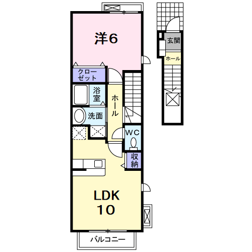 プリムローズ(1LDK/2階)の間取り写真