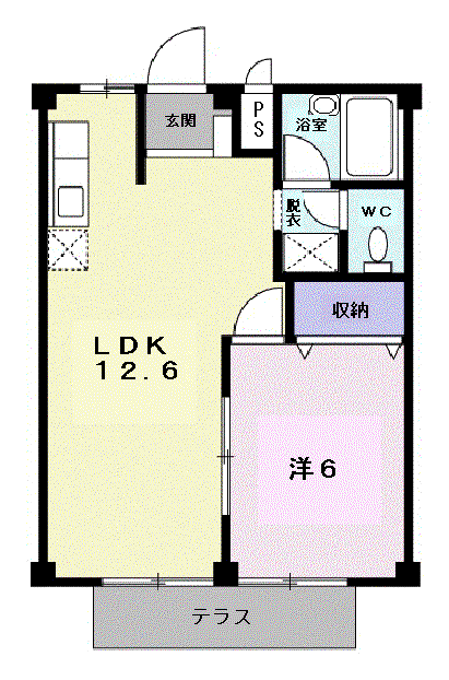 シティハイツ佐藤Ⅲ(1LDK/1階)の間取り写真