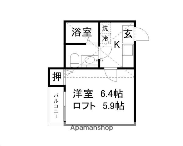 EASEAT東仙台(1K/2階)の間取り写真