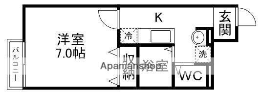 ハピネスコートK(1K/1階)の間取り写真