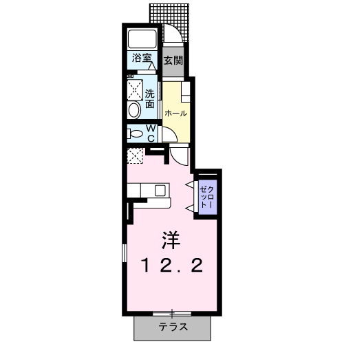 BACH西多賀(ワンルーム/1階)の間取り写真
