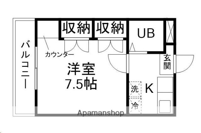 コーポ宮町(1K/2階)の間取り写真