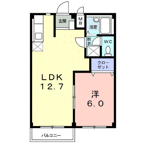 コーポ広瀬(1LDK/1階)の間取り写真