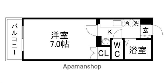スカイヒルズ台原(1K/3階)の間取り写真