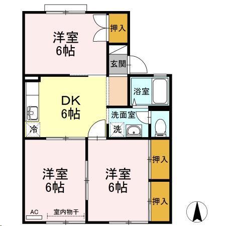 セジュール中條(3DK/2階)の間取り写真