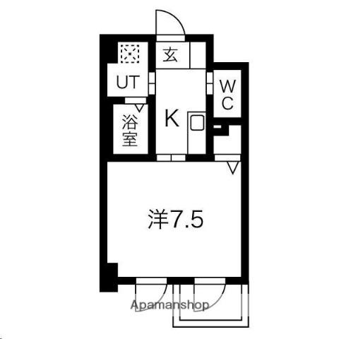 キャッスルミツル(1K/8階)の間取り写真