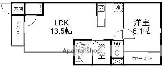 ノワ・ルーナ(1LDK/1階)の間取り写真