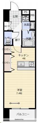 アークデュオ仙台苦竹(ワンルーム/1階)の間取り写真