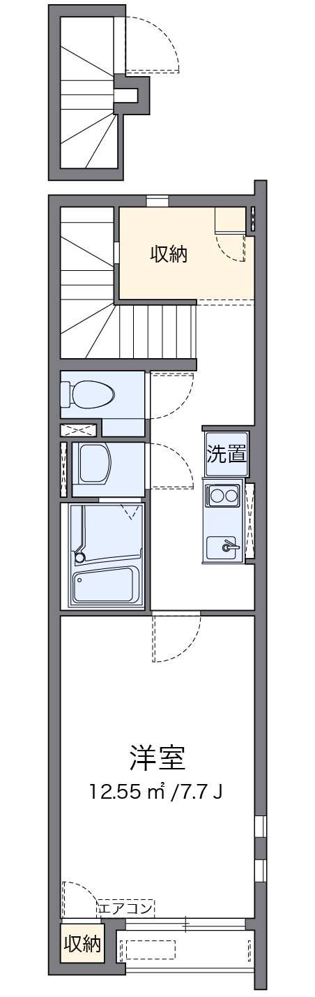 クレイノラ フォルトゥーナ(1K/2階)の間取り写真