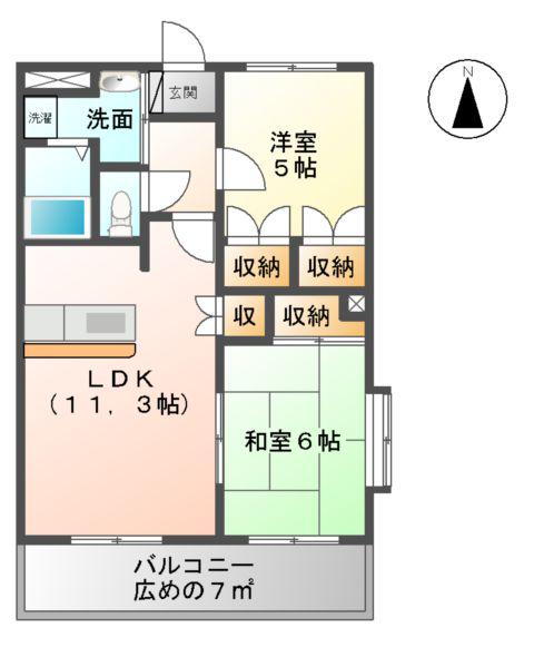 コンフォース荒井(2LDK/3階)の間取り写真