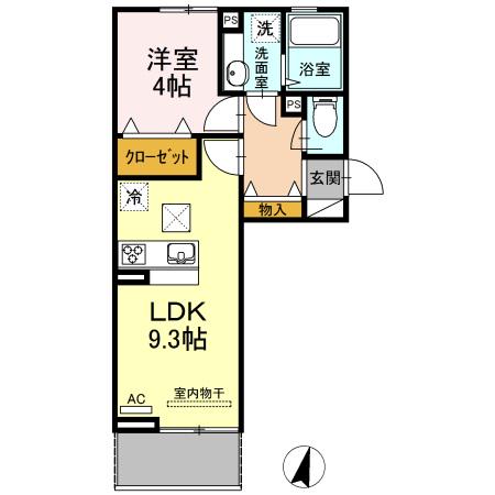 ボヌールF(1LDK/1階)の間取り写真