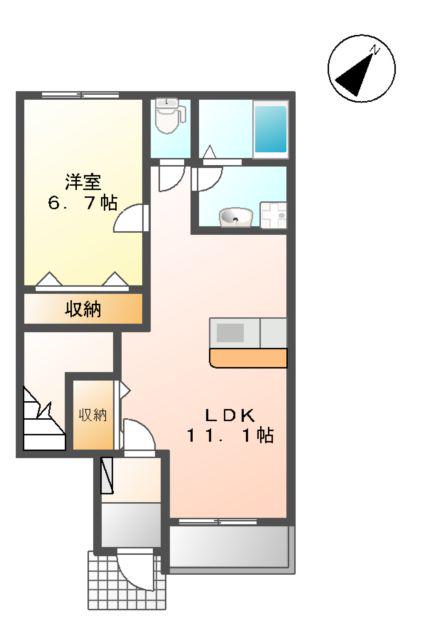 ハイデローゼ(1LDK/1階)の間取り写真