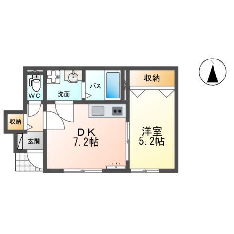 ライジングスターA棟(1DK/1階)の間取り写真