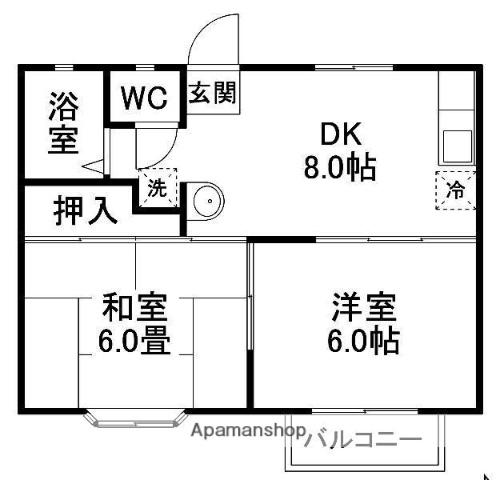 ポイント向田(2DK/2階)の間取り写真