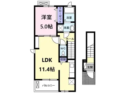 メゾン司Ⅱ(1LDK/2階)の間取り写真