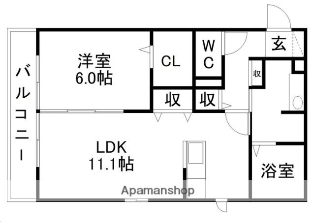 ADONIS三百人町(1LDK/1階)の間取り写真
