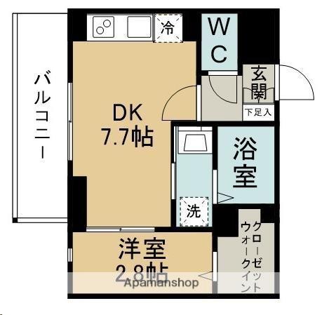 CORUJA二日町(1DK/2階)の間取り写真