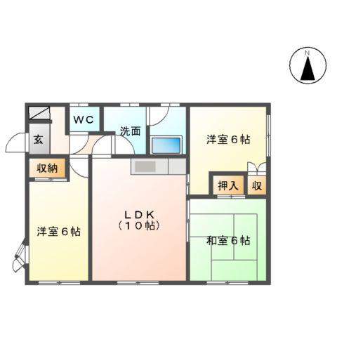 仙台市地下鉄南北線 長町駅 バス乗車時間：20分 東四郎丸住宅前バス停で下車 徒歩7分 1階建 築25年(3LDK)の間取り写真