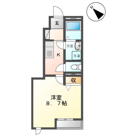 パストラールJR(1K/1階)の間取り写真